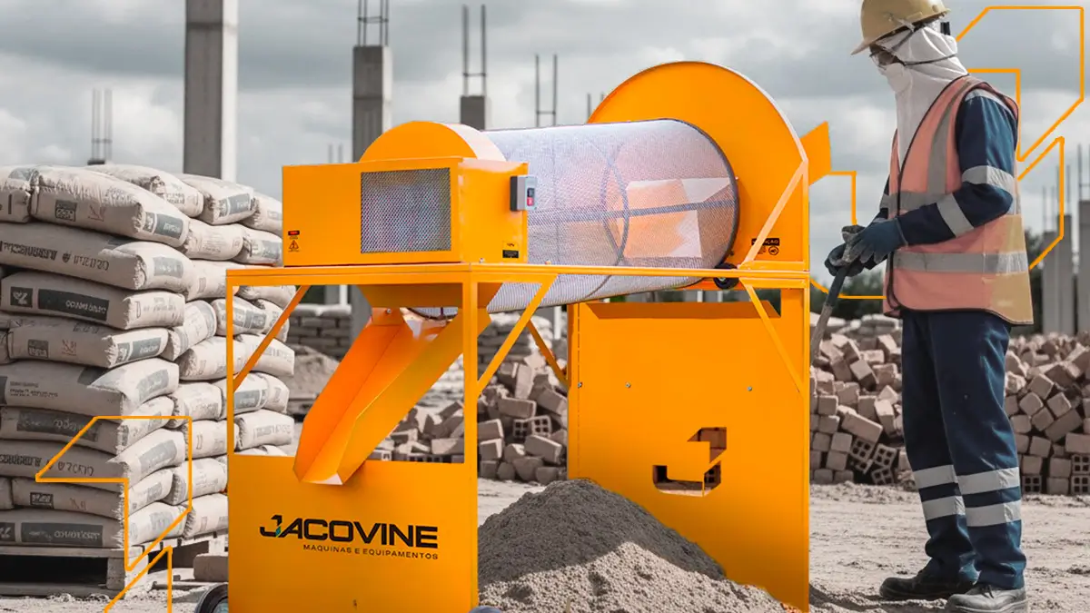 mockup peneira elétrica mpr1 em canteiro de obras de construção civil